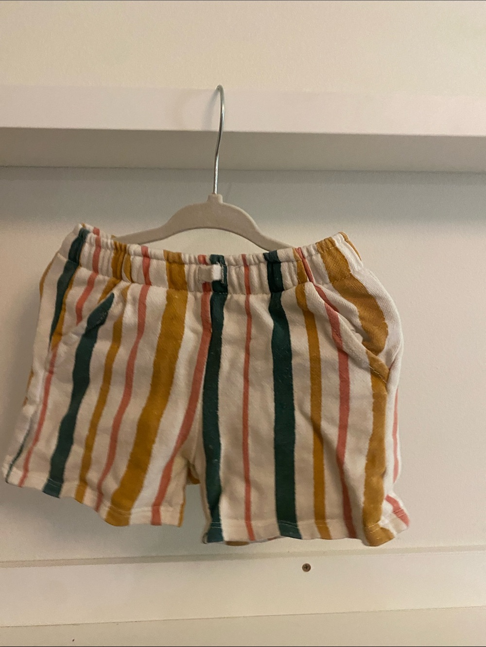 Zara Kids Vertical Stripe Elastic-Waist Shorts - White, Mustard, Green, Pink